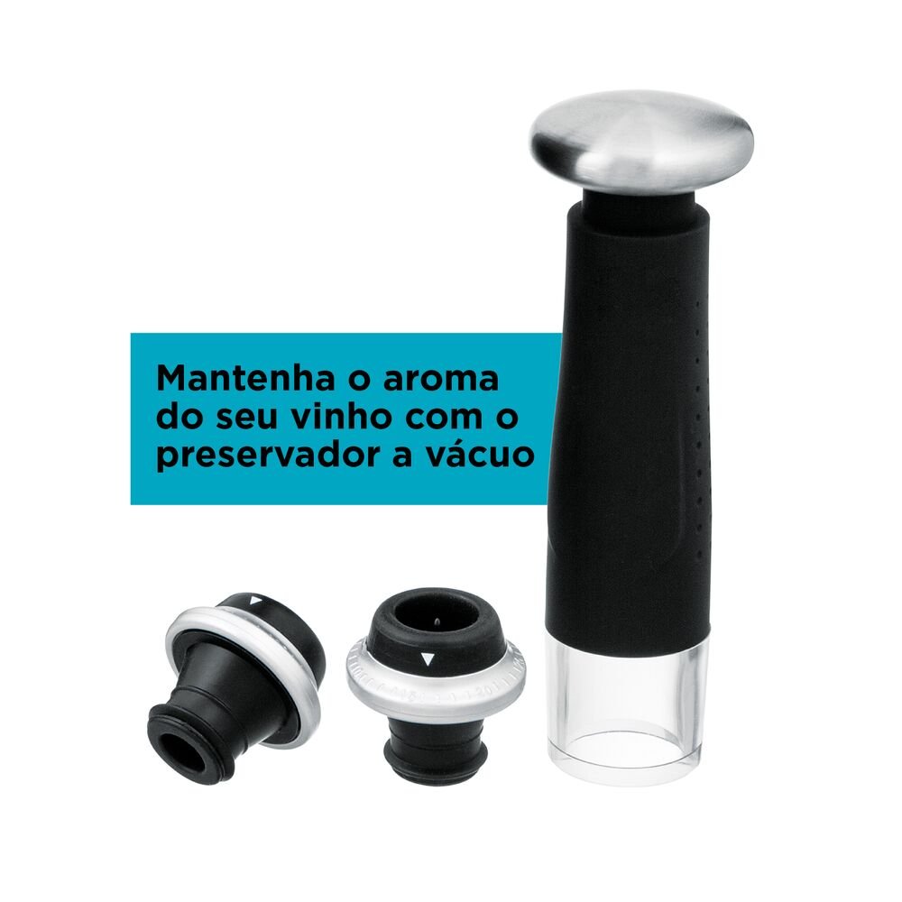 Kit Abridor de Vinho Recarregável com entrada Usb e Com Preservador Black+Decker W20BR