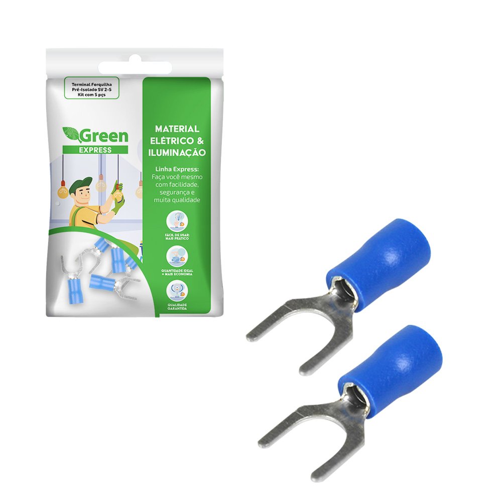 Terminal Forquilha Pre-isolado Sv2-5 - Kit Com 5 Pcs
