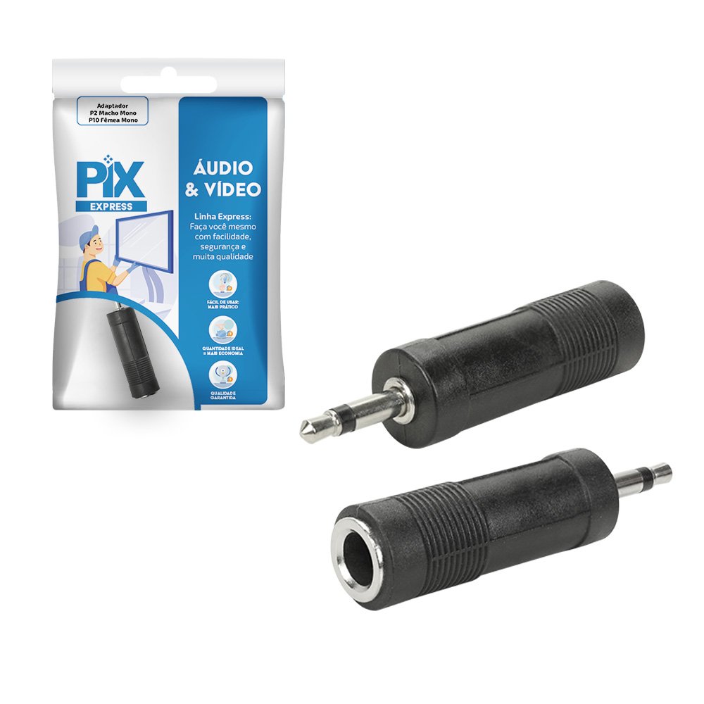 Adaptador P2 Macho Mono / P10 Femea Mono