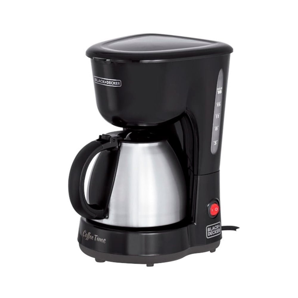 Cafeteira Black & Decker CM15BR - 18 Cafés, Jarra de Inox, Filtro Removível, Preta, 220V