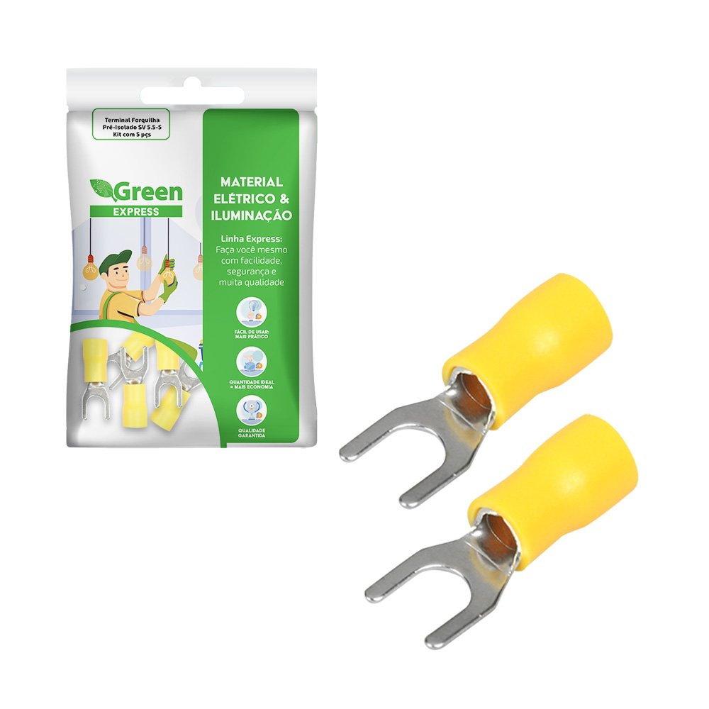 Terminal Forquilha Pre-isolado Sv5.5-5 - Kit Com 5 Pcs