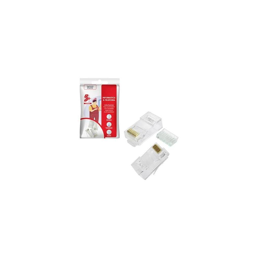 Conector RJ45 8x8 Cat6 Macho C/ Guia - Kit c/ 5PCS.