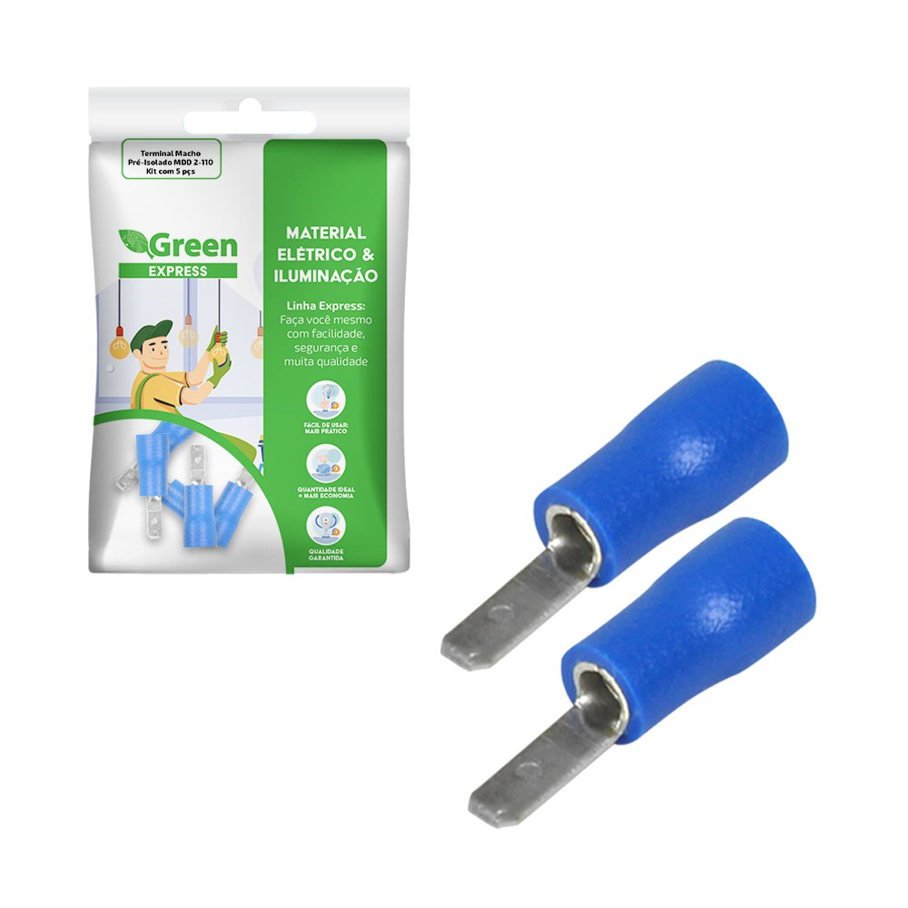 Terminal Macho Pre-isolado Mdd2-110 - Kit Com 5 Pcs