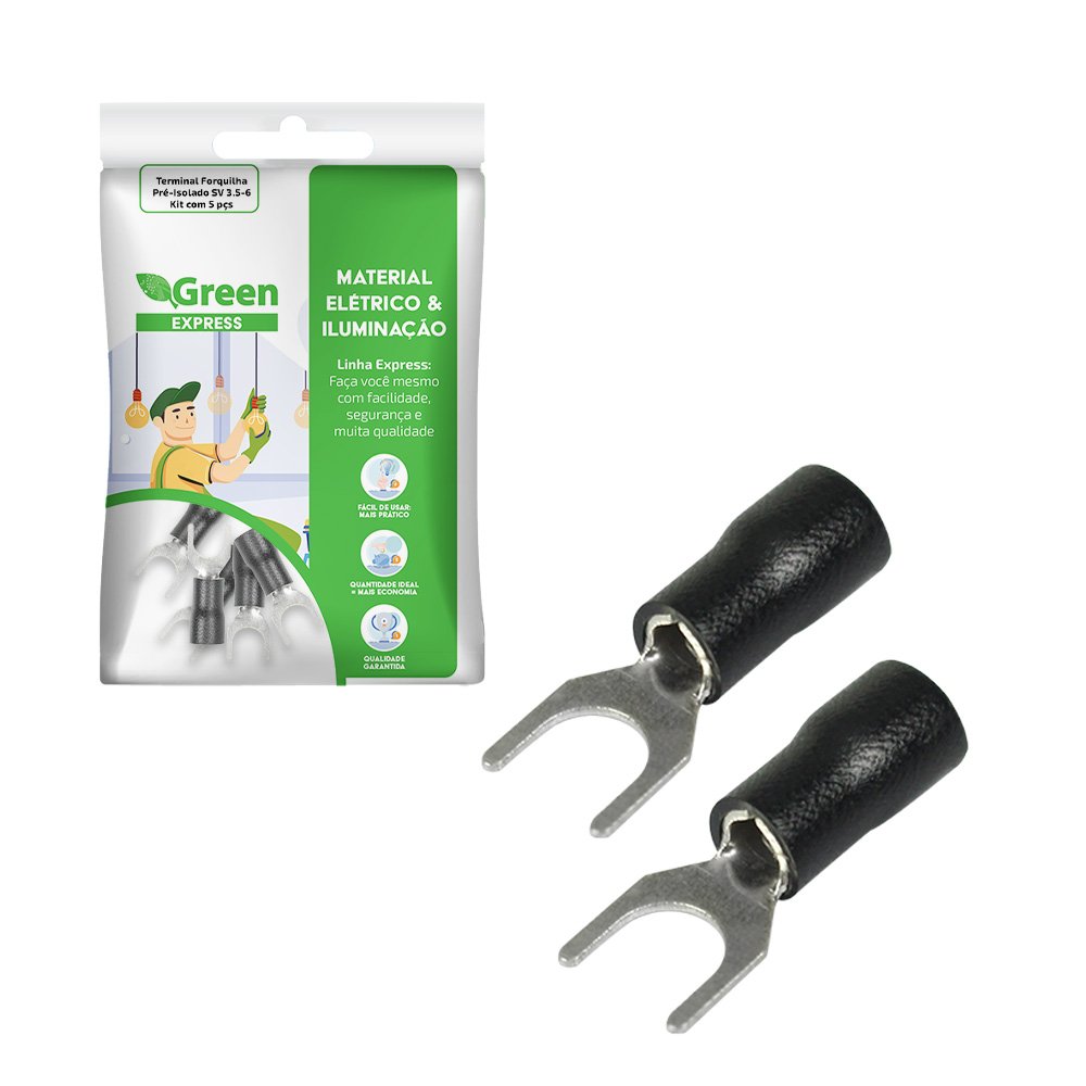 Terminal Forquilha Pre-isolado Sv3.5-6 - Kit Com 5 Pcs