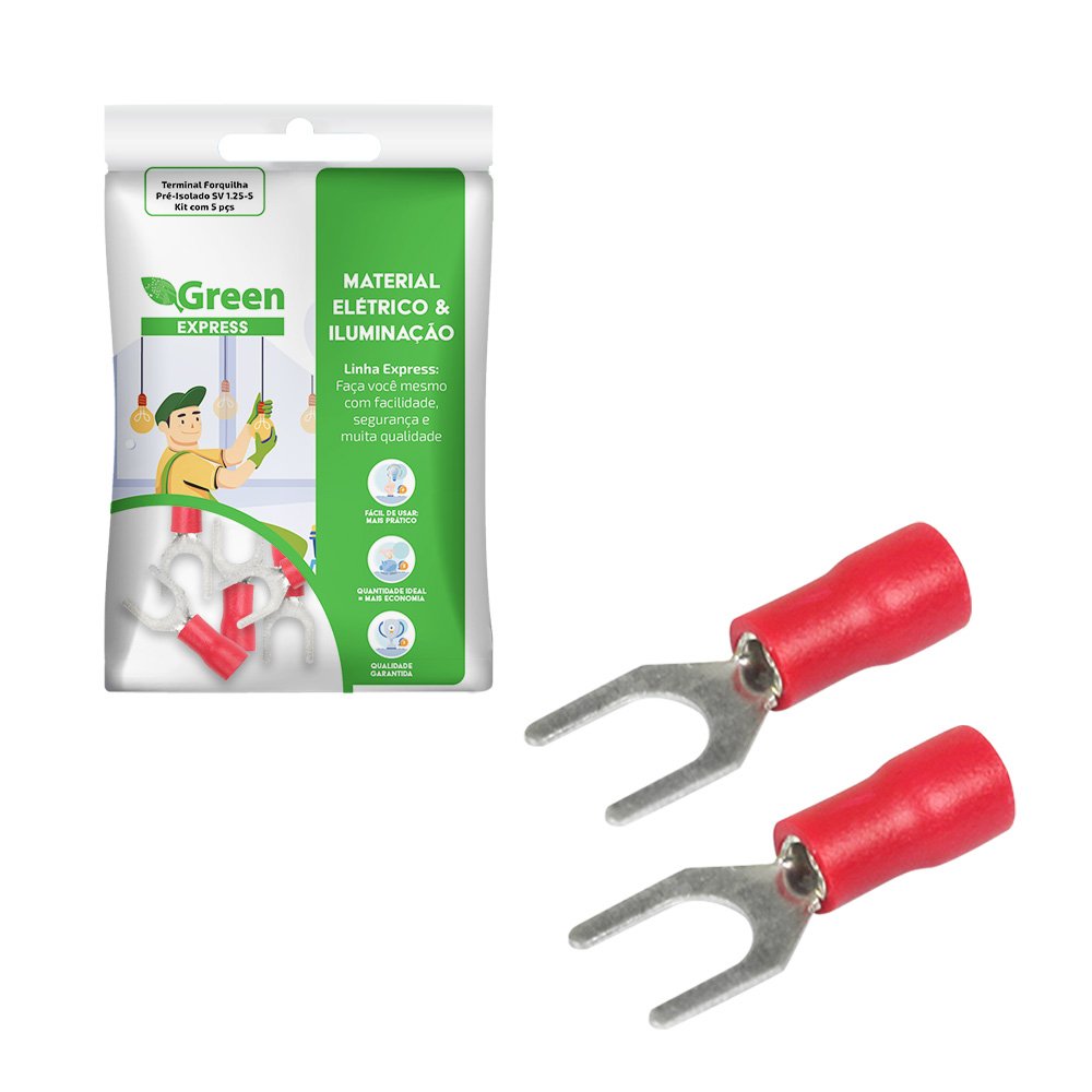 Terminal Forquilha Pre-isolado Sv1.25-5 - Kit Com 5 Pcs