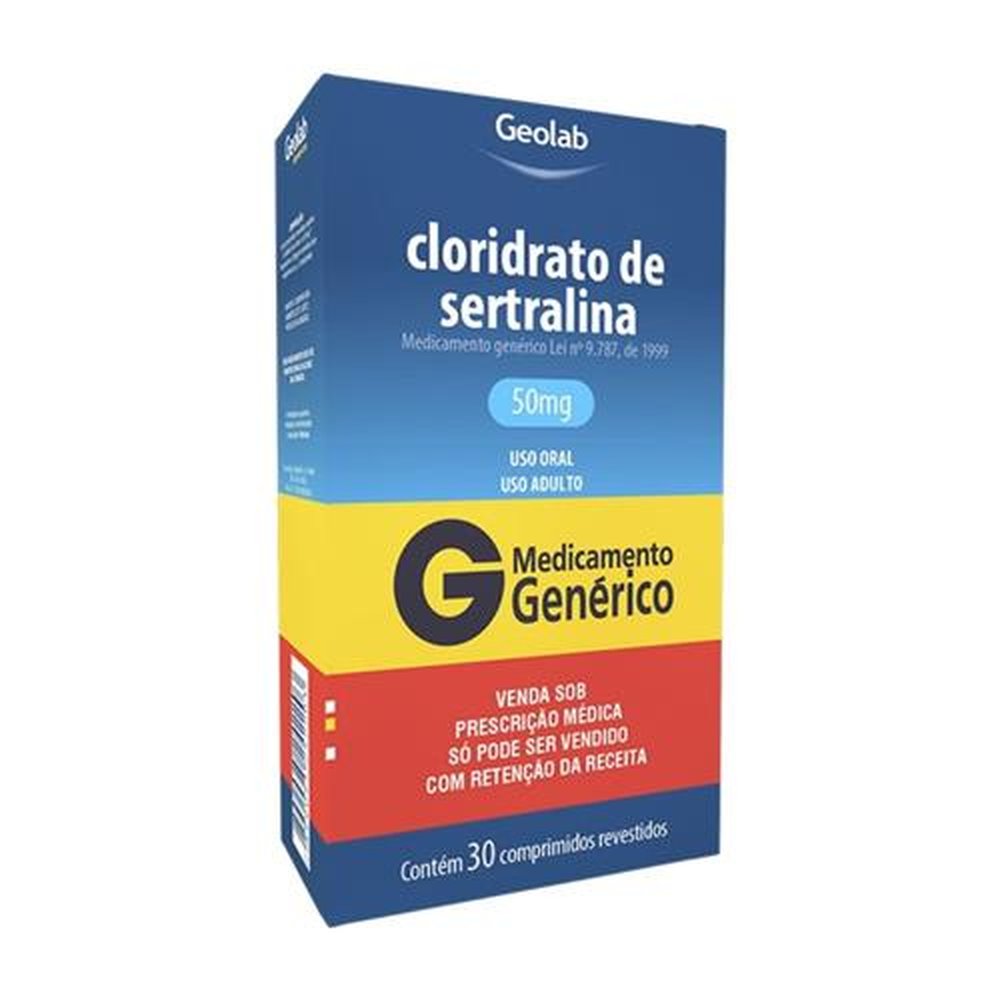 Cloridrato de sertralina 50mg com 30 comprimidos