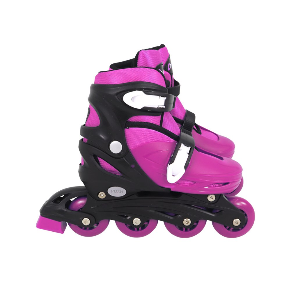Kit Patins Inline Radical com Luva, Capacete, Joelheira e Cotoveleira Rosa M 33-36 Rosa Bel