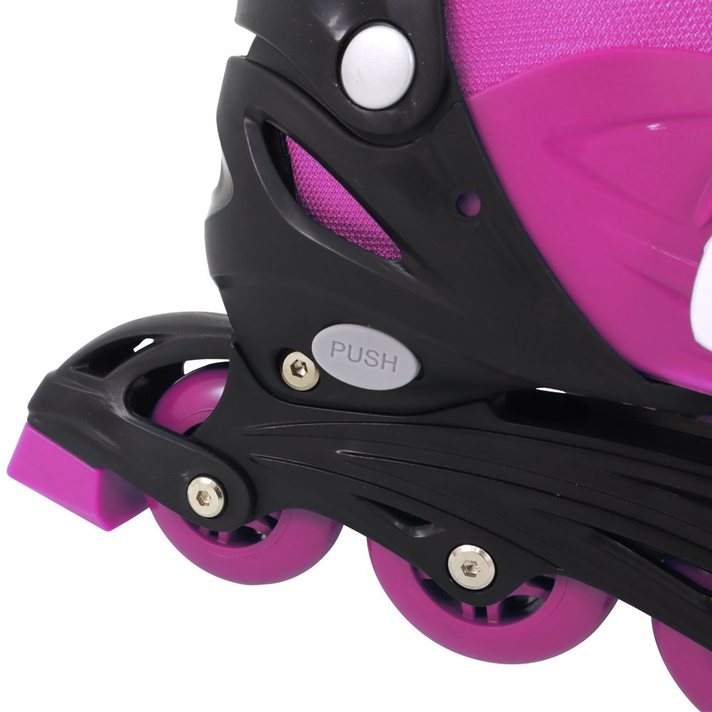 Kit Patins Inline Radical com Luva, Capacete, Joelheira e Cotoveleira Rosa M 33-36 Rosa Bel