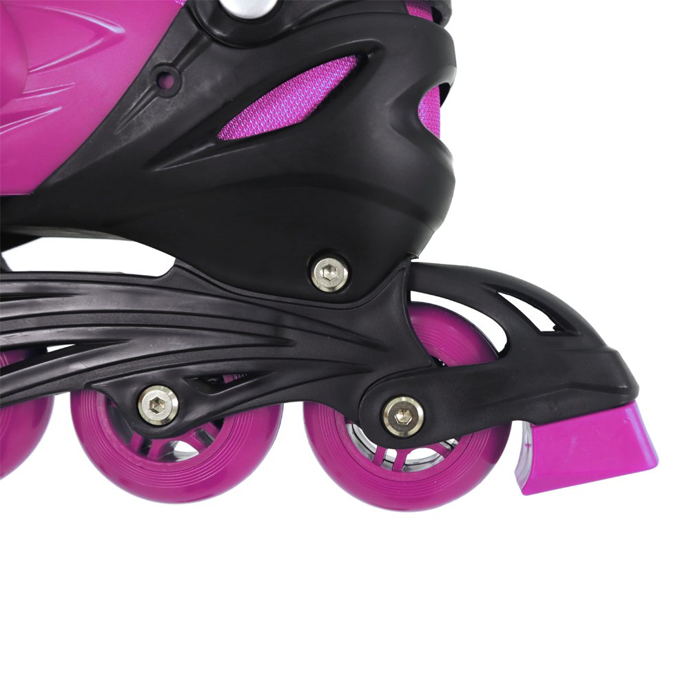 Kit Patins Inline Radical com Luva, Capacete, Joelheira e Cotoveleira Rosa M 33-36 Rosa Bel