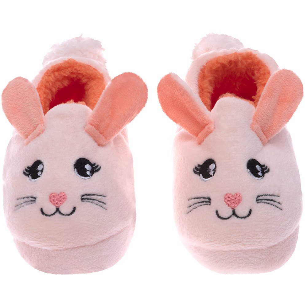 Kit Pantufa Kids Coral Coelho Feminino Pimpolho Com 4 Pares - Numeração 20 A 27