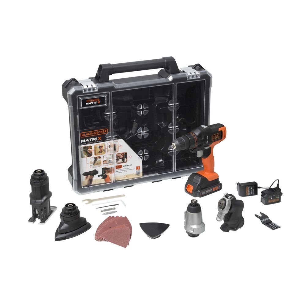 Jogo de Ferramentas 20V Matrix com 6 Cabeçotes Combinados Black+Decker MTX20K6ABR Bivolt