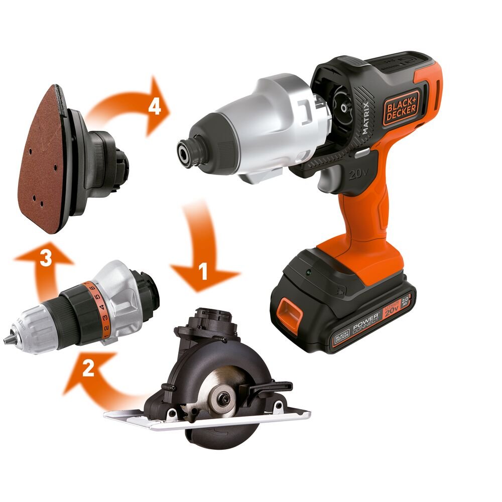 Jogo de Ferramentas 20V Matrix com 6 Cabeçotes Combinados Black+Decker MTX20K6ABR Bivolt
