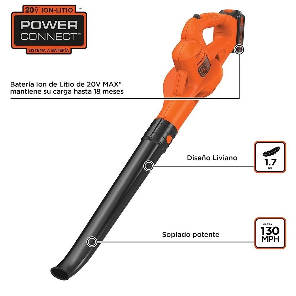 Soprador de Folhas Sem Fio 20v Litio Ion