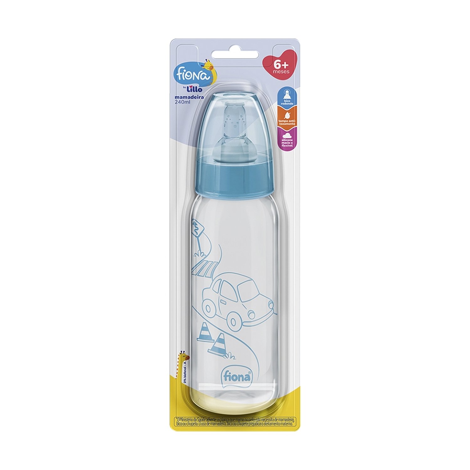 Mamadeira Fiona Clássica com Bico de Silicone Azul 240ml