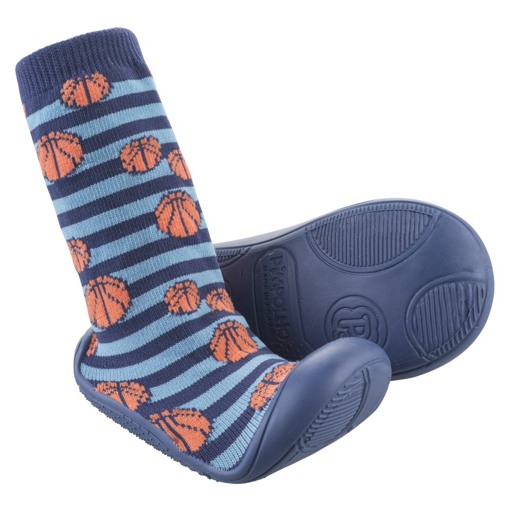 Kit Meia Com Sola Infantil Cano Médio Marinho Basquete Masculino Pimpolho Grade 8 Pares - Numeração 17 A 22