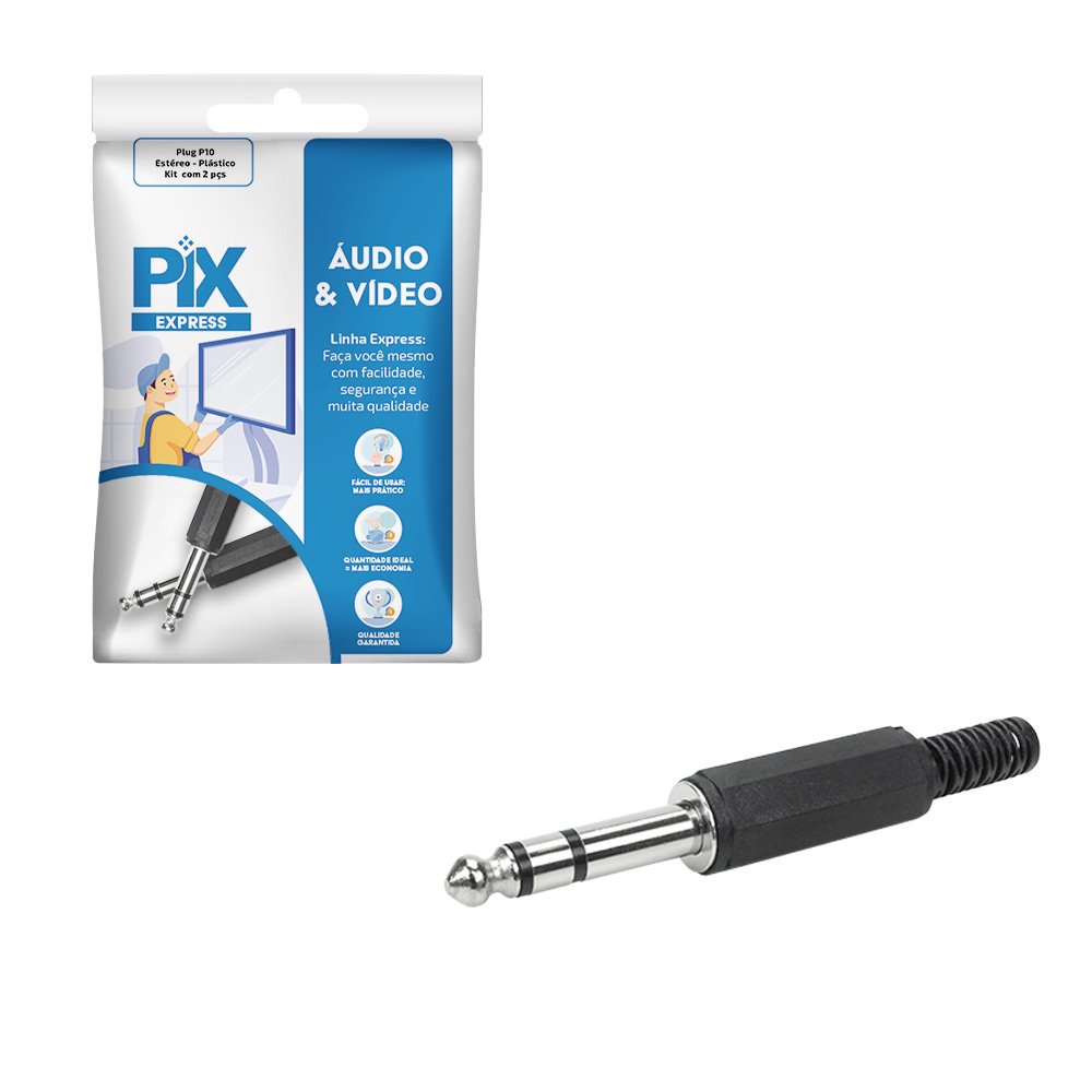 Plug P10 Estereo - Plastico - Kit Com 2 Plugs