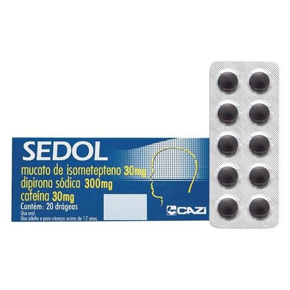 Sedol 300mg + 30mg + 30mg, caixa com 20 drágeas