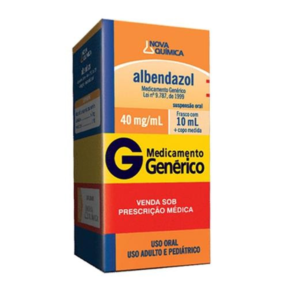 Albendazol 40mg/mL, Caixa Com 1 Frasco Com 10mL de Suspensão de Uso Oral + Copo Medidor