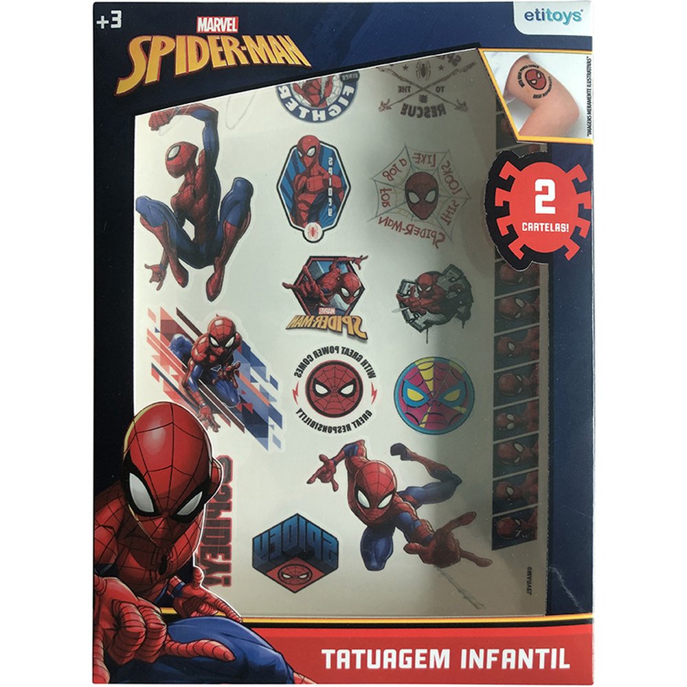 Tatuagem Infantil Spiderman - Etitoys