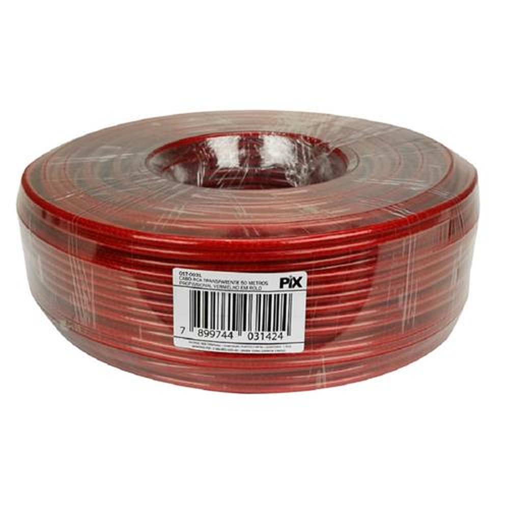 Cabo Estereo Vermelho Cristal - Rolo 50m