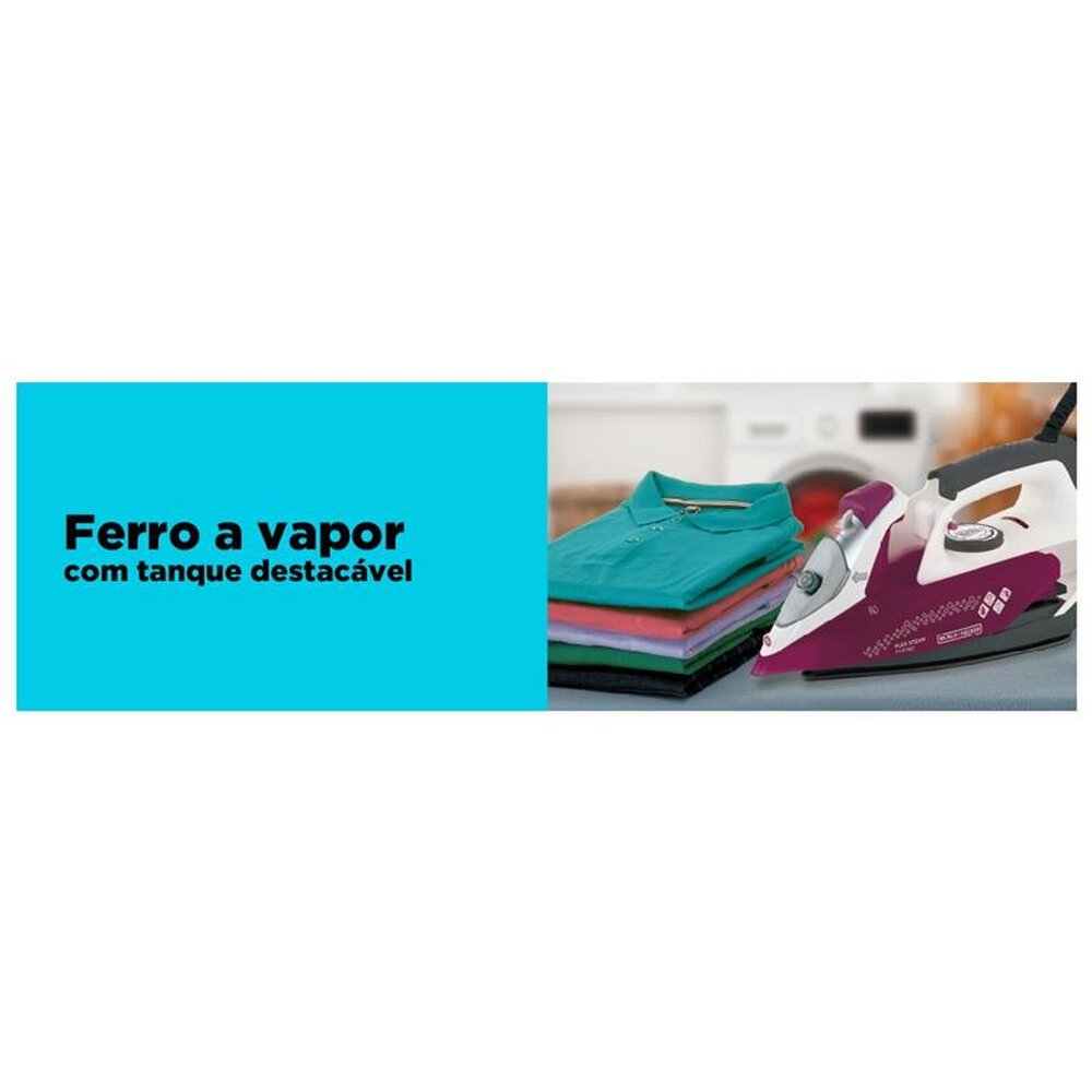 Ferro a Vapor Com Tanque Destacável Base Com Revestimento "Ceramic Gliss" Black+Decker FX3080BR 127V