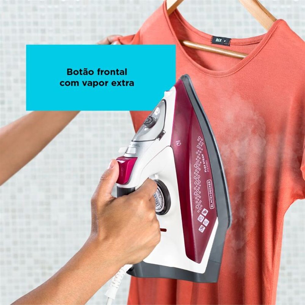 Ferro a Vapor Com Tanque Destacável Base Com Revestimento "Ceramic Gliss" Black+Decker FX3080BR 127V