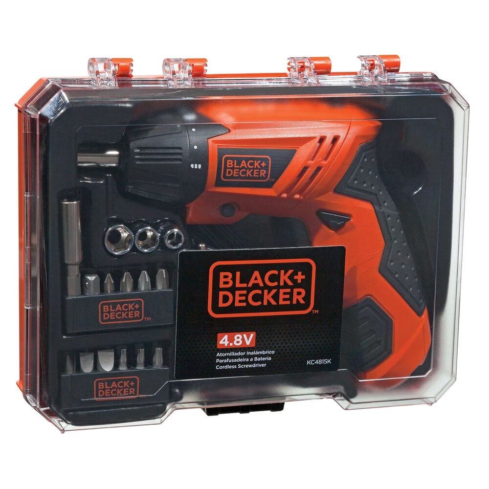 Parafusadeira a Bateria 1/4" - 6,35mm 4.8V com Led 15 Acessórios + Estojo Black+Decker KC4815KBR