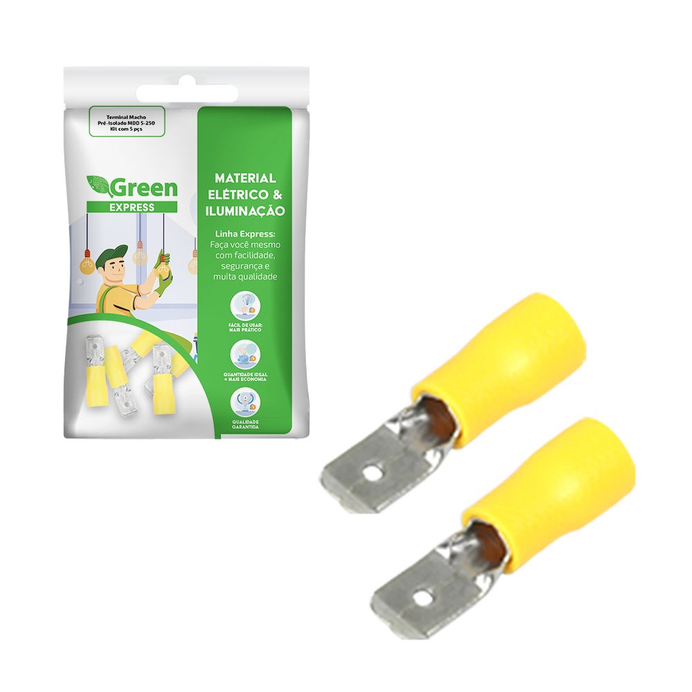 Terminal Macho Pre-isolado Mdd5.5-250 - Kit Com 5 Pcs