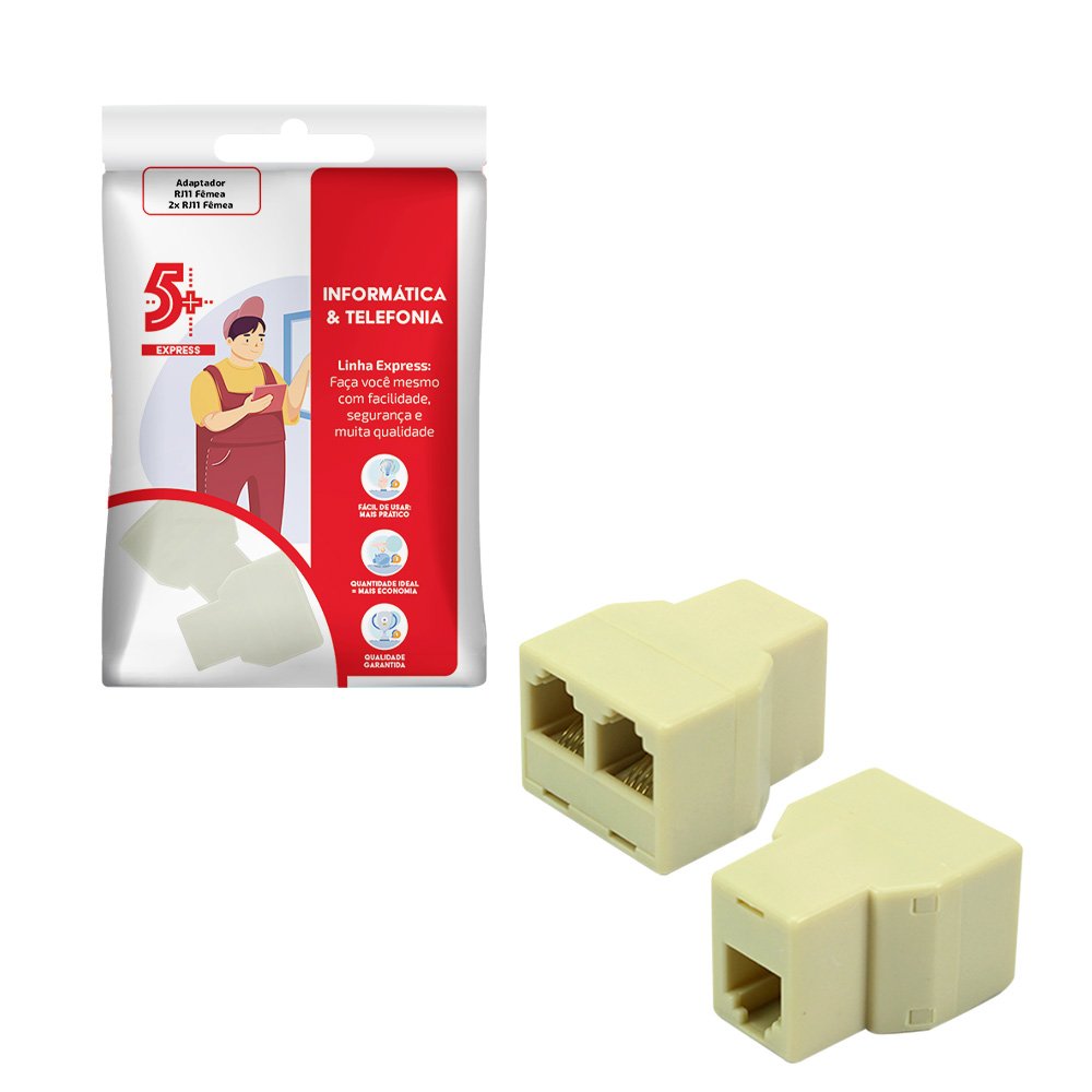 Adaptador Rj-11 Femea / 2x Rj-11 Femea