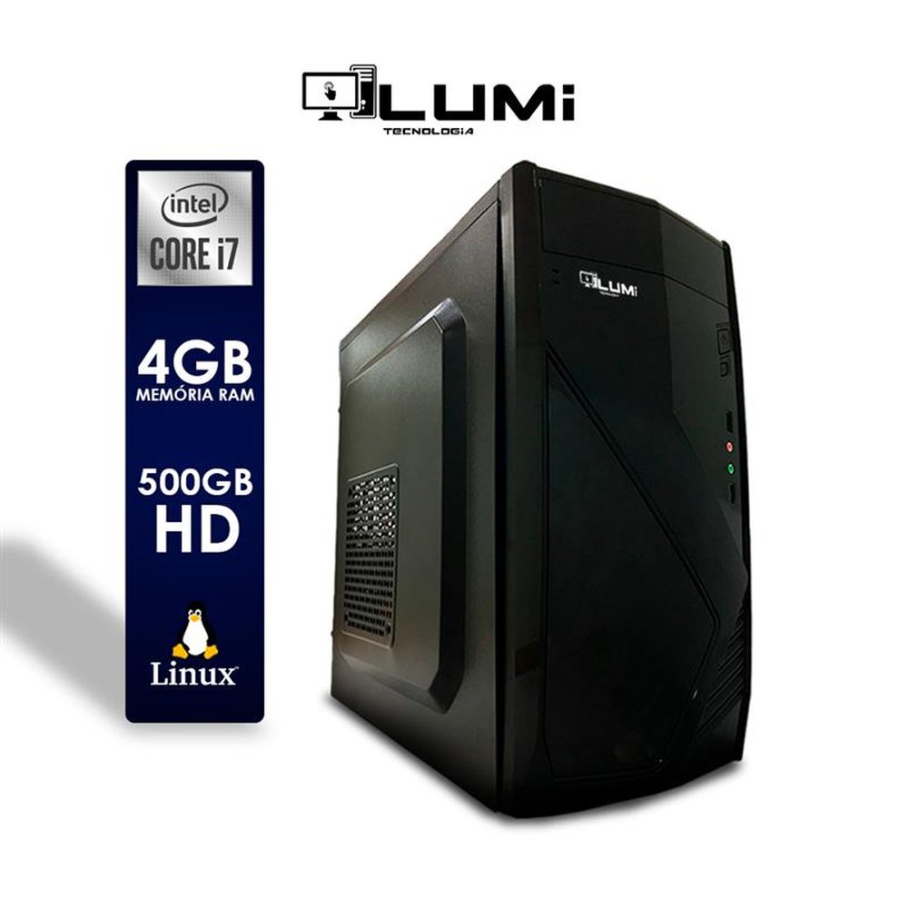 Computador PC Intel Core i7 4GB de RAM HD de 500GB Linux - Lumitec