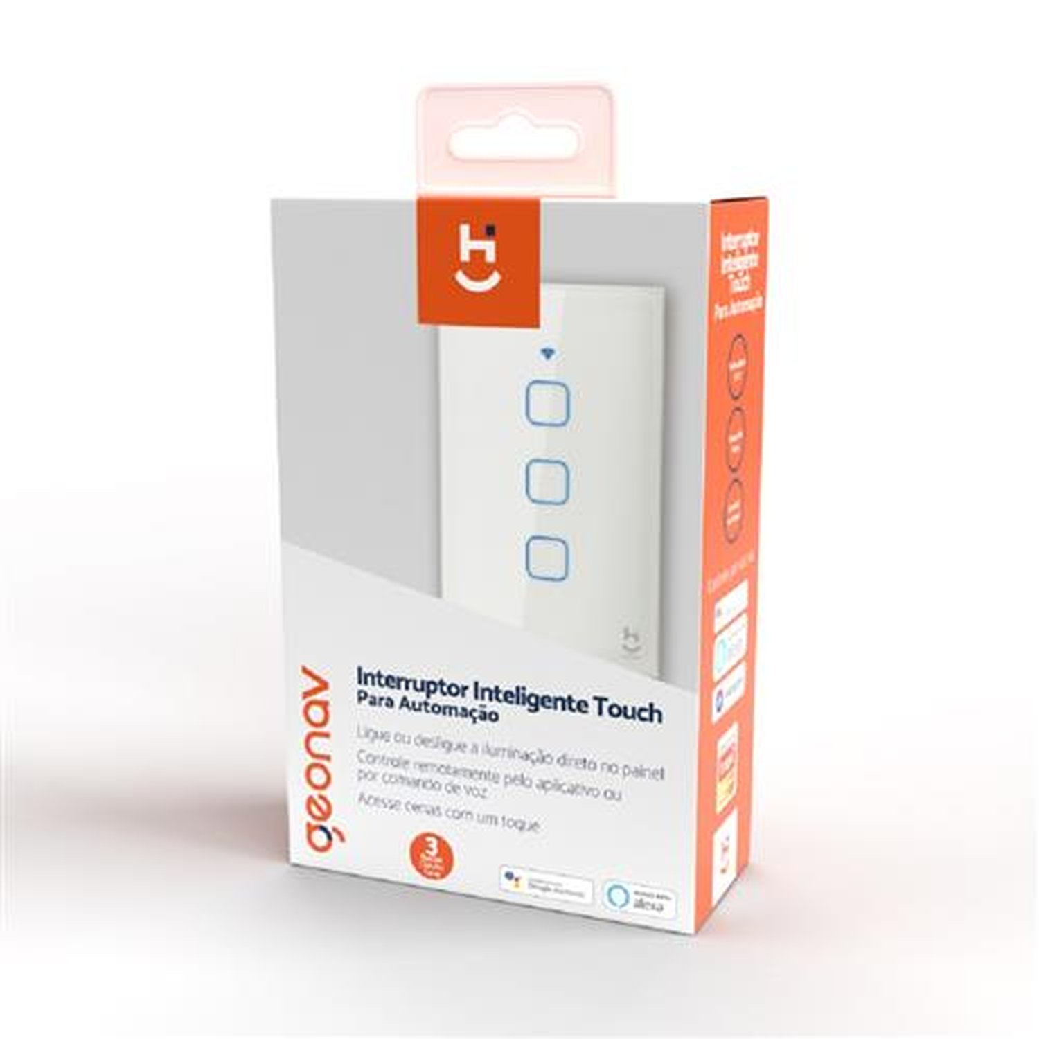 Interruptor Inteligente Touch 3 botões para Automação modelo HIINT3C ¿ Geonav