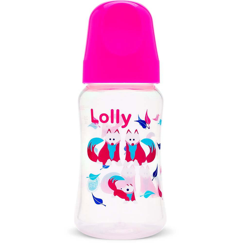 Mamadeira Lolly Kinddy Zoo 330ml Rosa 3 meses