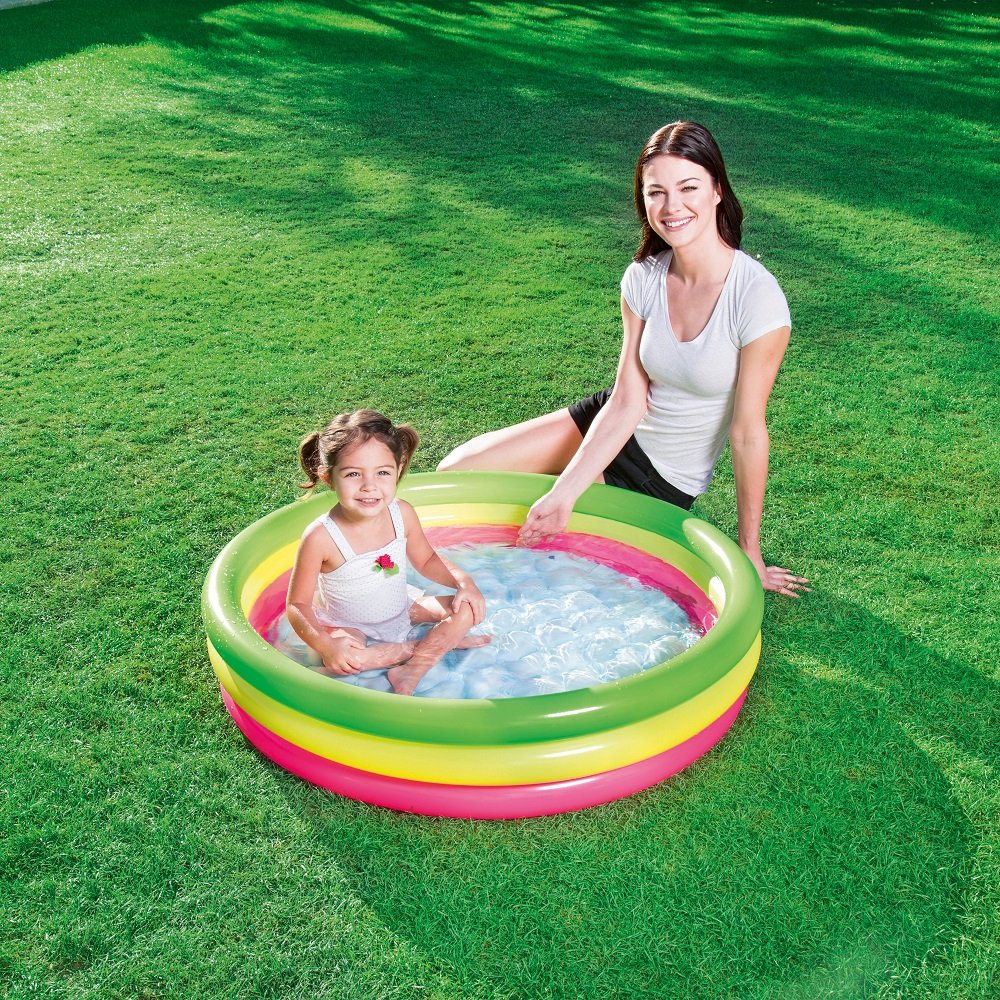 Piscina Inflável Infantil 3 Anéis Coloridos 62 Litros Bel