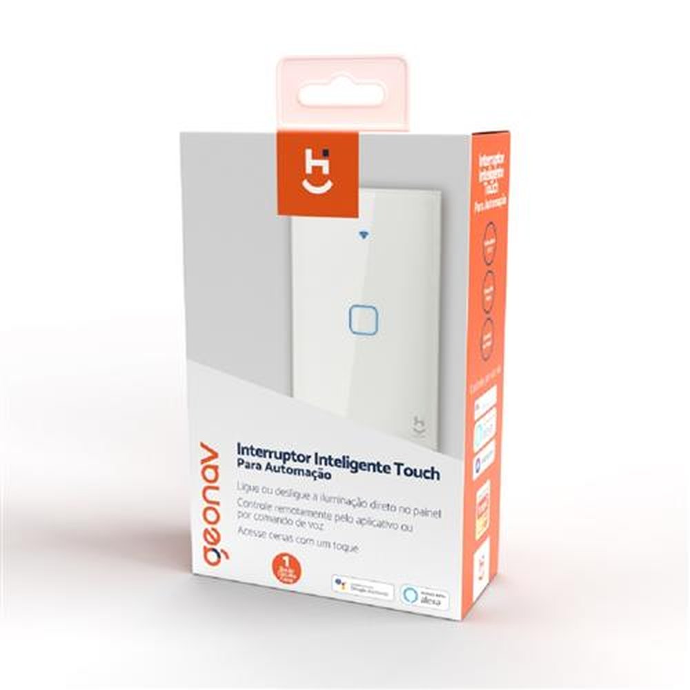 Interruptor Inteligente Touch 1 botão para Automação modelo HIINT1C ¿ Geonav