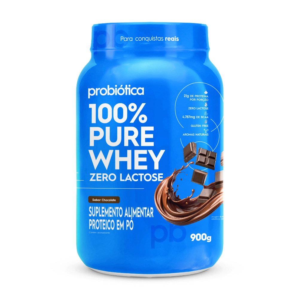 100% Pure Whey Zero Lactose Pote 900g Chocolate
