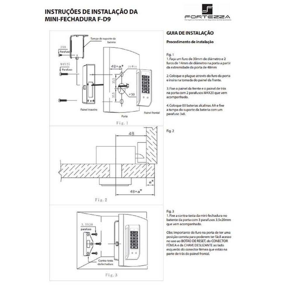 Mini Fechadura Eletrônica para Armário e Gavetas modelo F-D9 ¿ Fortezza