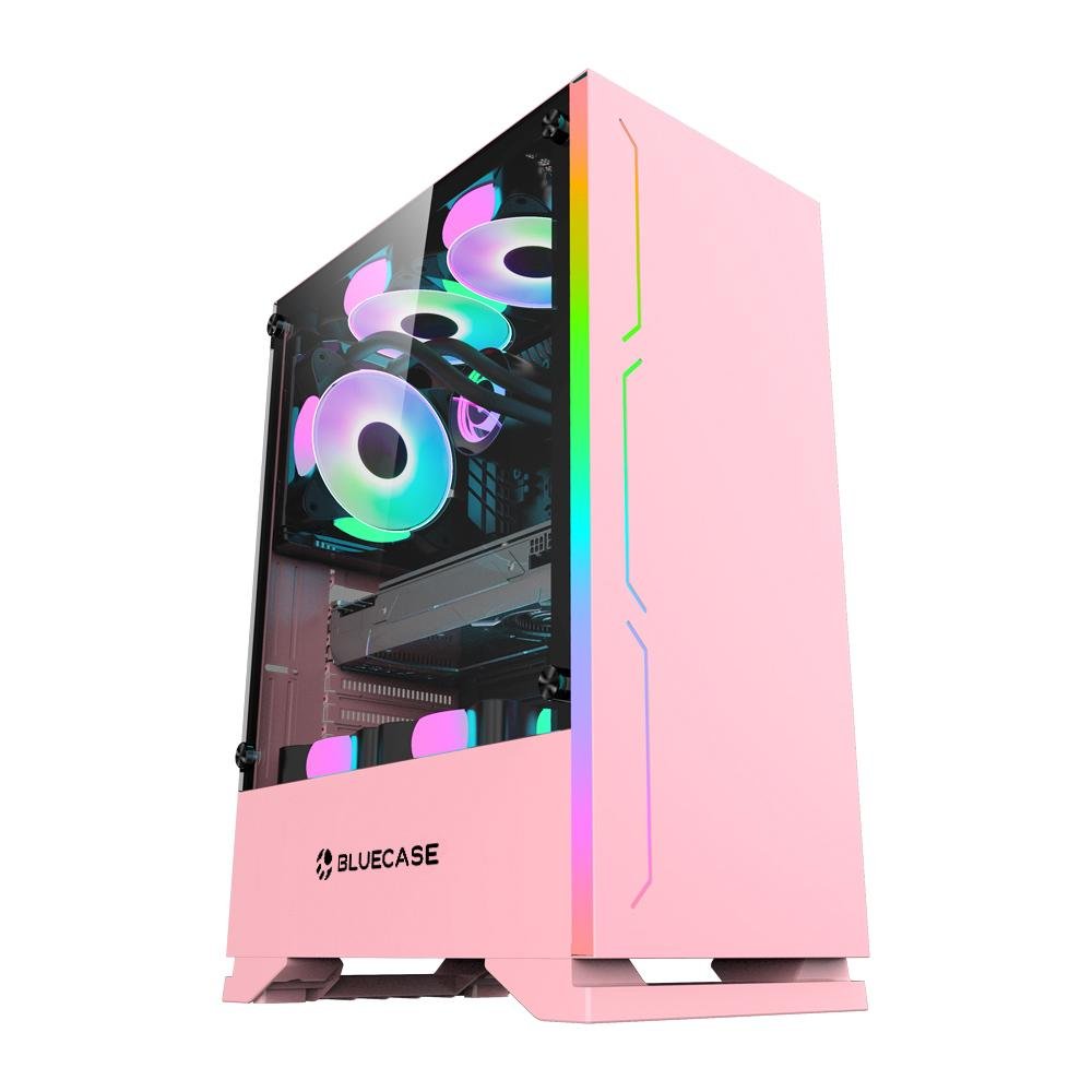 Gabinete Gamer Bg-028pkb Rosa Bluecase - Sem Fonte / Led Rgb / Usb 3.0