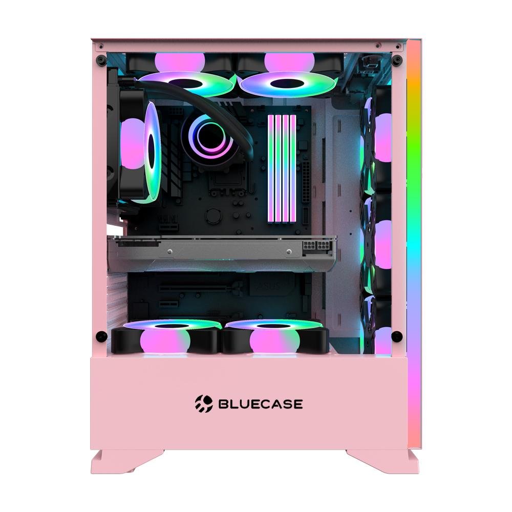 Gabinete Gamer Bg-028pkb Rosa Bluecase - Sem Fonte / Led Rgb / Usb 3.0