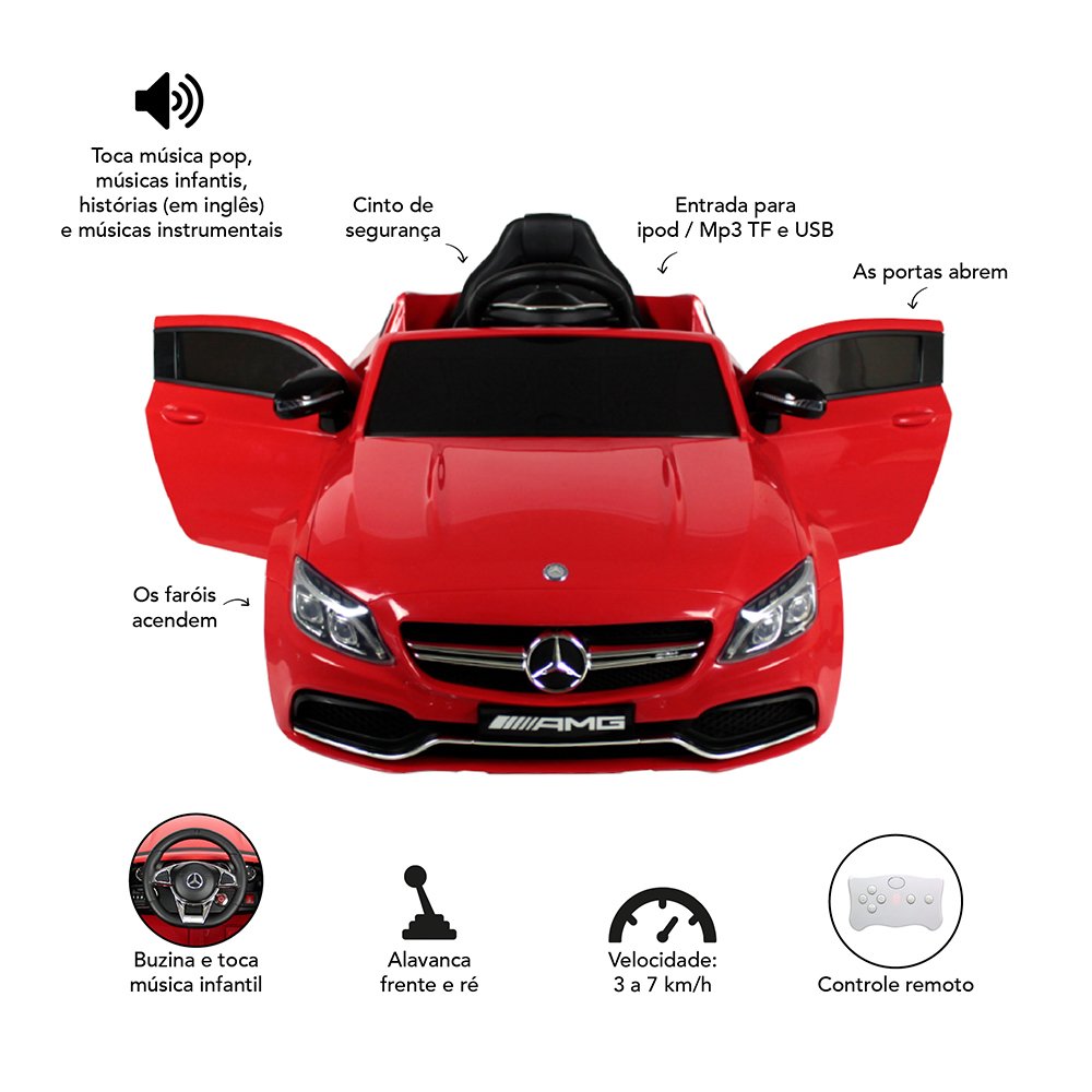 Carro Elétrico Mercedes-Benz C63s 12V Vermelho Bel