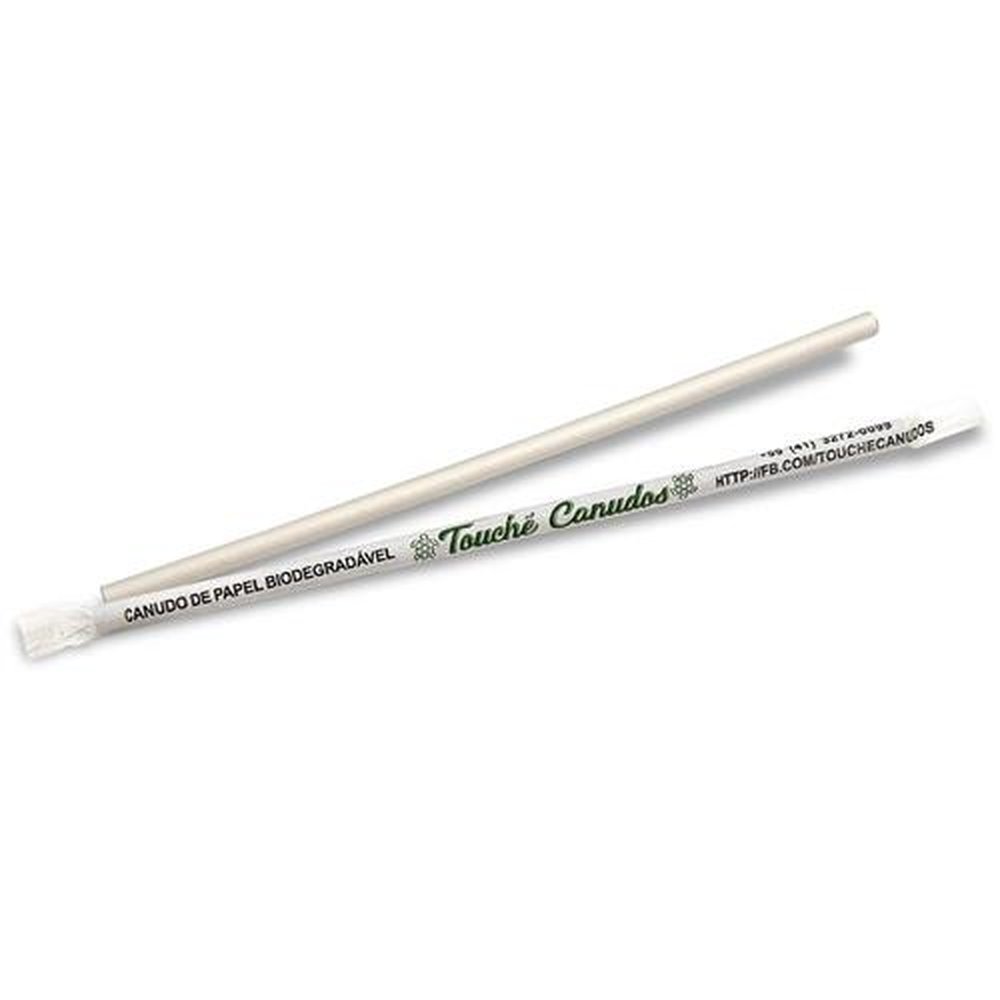 KIT C/100 Canudo de Papel Embalados Individualmente 6mmx210mm - BRANCO