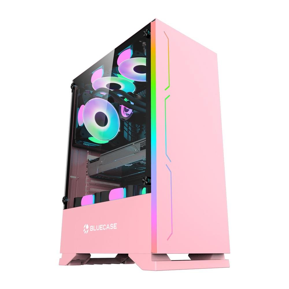 Gabinete Gamer Bg-028pkw Rosa Bluecase - Sem Fonte / Led Rgb / Usb 3.0