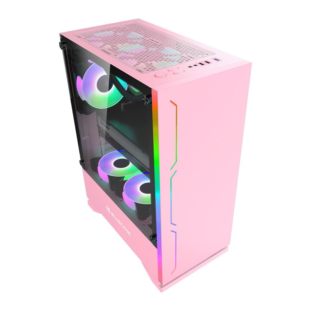 Gabinete Gamer Bg-028pkw Rosa Bluecase - Sem Fonte / Led Rgb / Usb 3.0