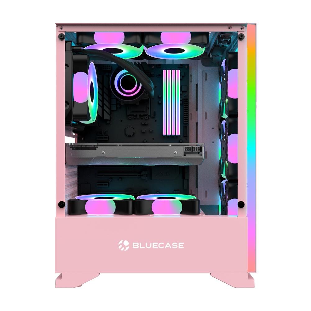 Gabinete Gamer Bg-028pkw Rosa Bluecase - Sem Fonte / Led Rgb / Usb 3.0