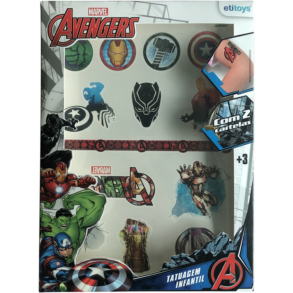 Tatuagem Infantil Avengers - Etitoys