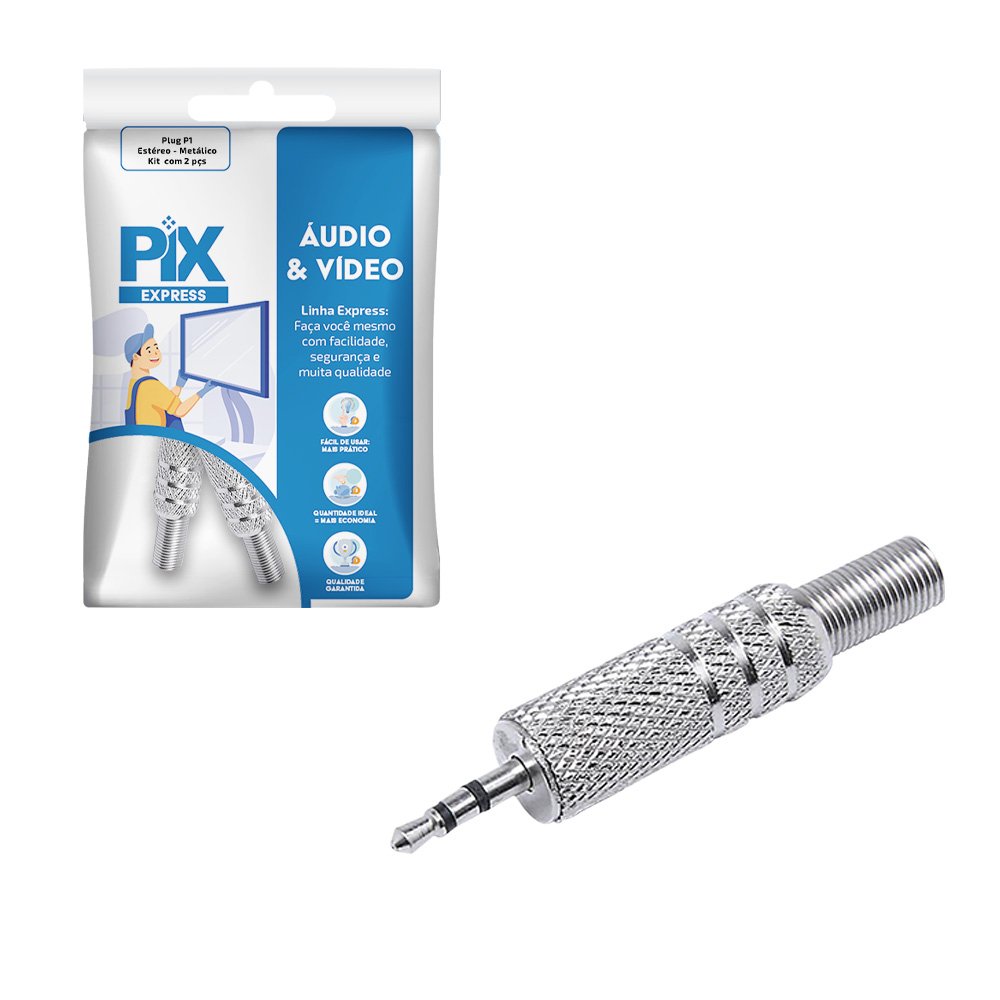 Plug P1 Estereo - Metalico - Kit Com 2 Plugs