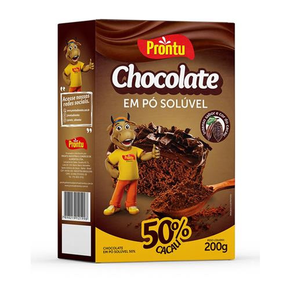 Chocolate em Pó Soluvel 50% Cacau Prontu 12x200g