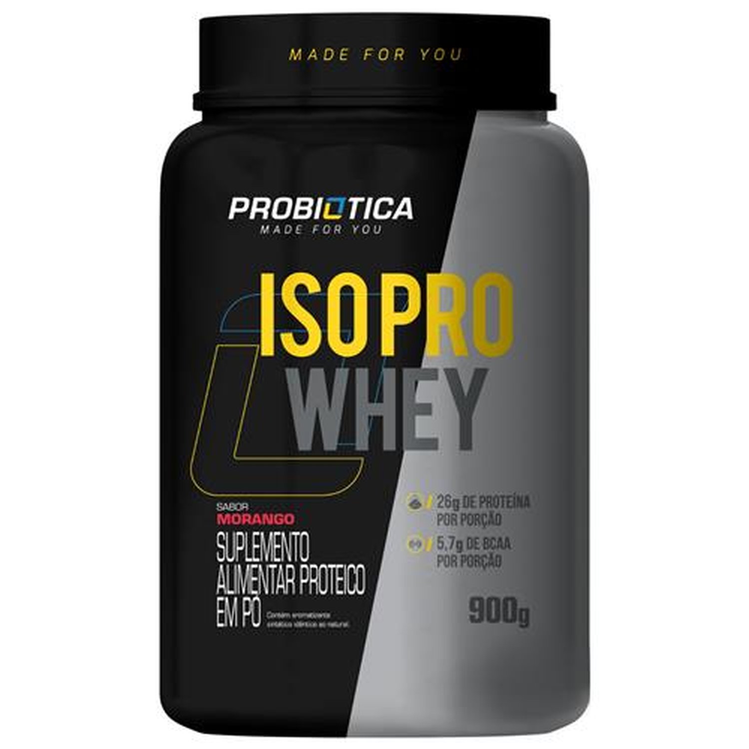 Iso Pro Whey Morango Probiotica Pote 900G