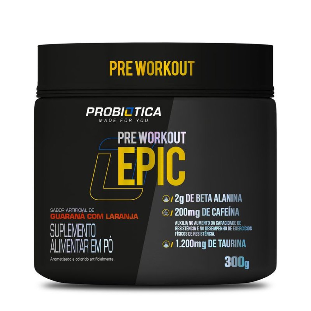 Pré Treino Epic Pote 300g -Workout Guaraná Com Laranja