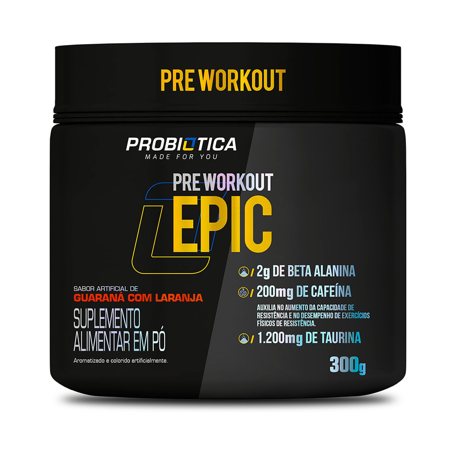 Pré Treino Epic Pote 300g -Workout Guaraná Com Laranja