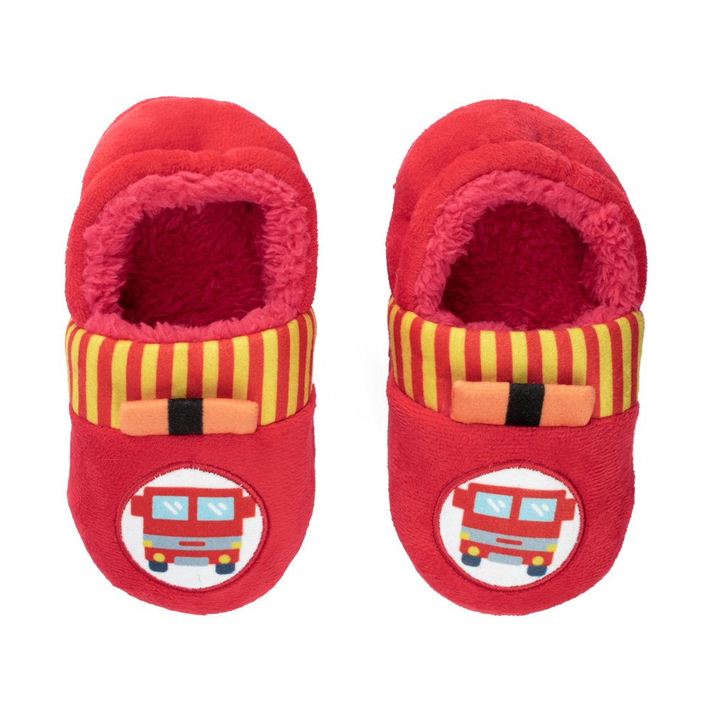 Kit Pantufa Kids Vermelho Carro De Bombeiros Masculino Pimpolho Com 4 Pares - Numeração 20 A 27